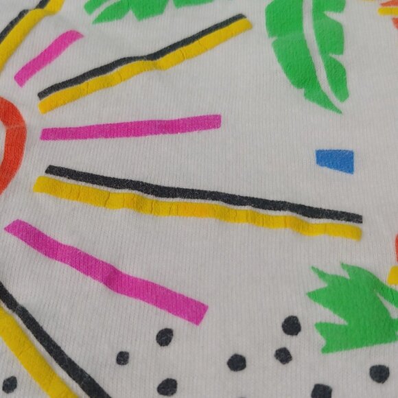 Vintage Single Stitch Beach XL T Shirt White Neon Puffy Graphic Sail Sun Palms - Picture 4 of 12